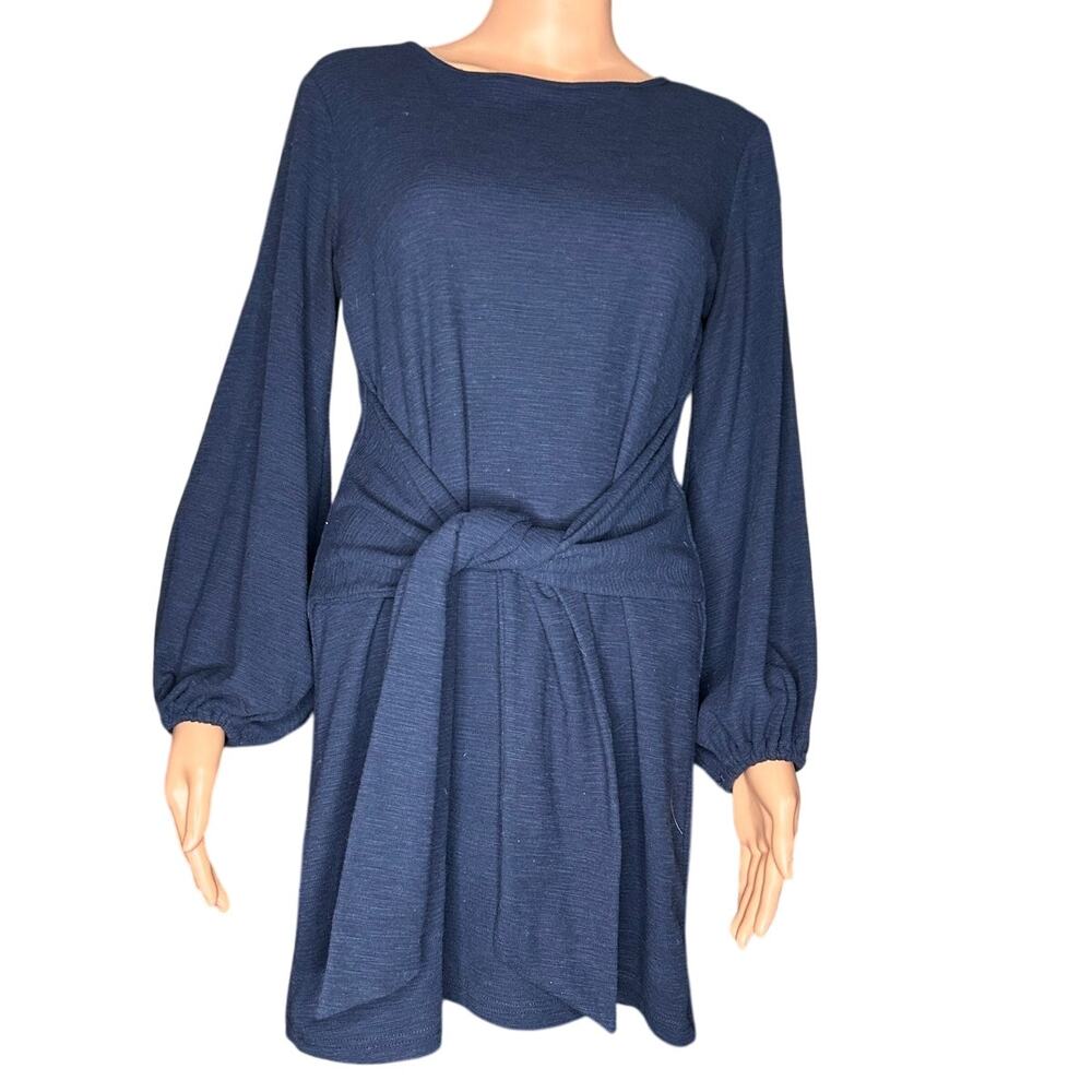 R.Vivimos Cotton Long sleeve Elegant Knitted Bodycon tie waist sweater dress